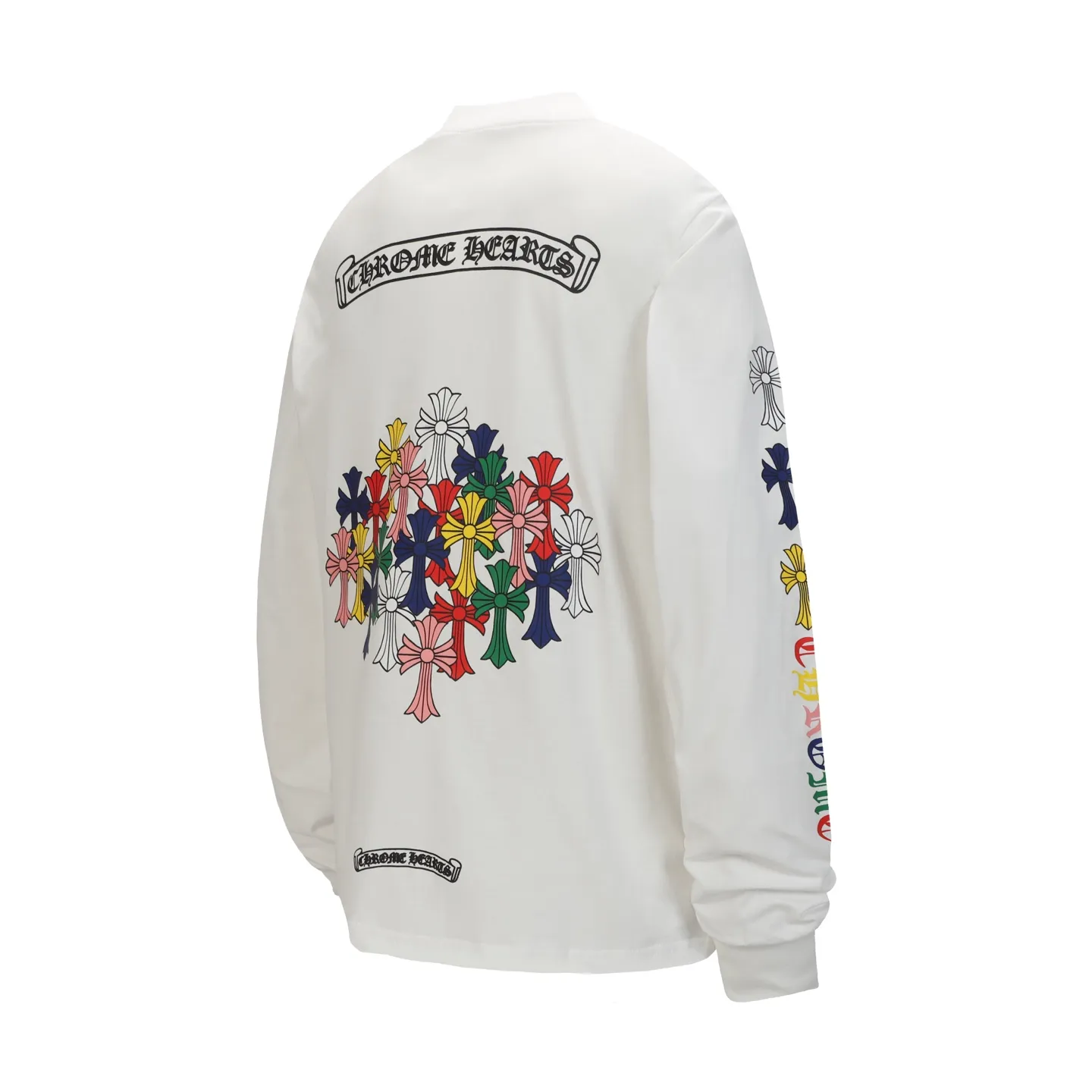 P160 -Chrome Hearts/Chrome Hearts Colorful Cross ✝️Sanskrit letters explosive long-sleeved T-shirt -High weight, high density and high quality. The wool is soft, delicate and skin-friendly. It feels soft and silky. It has excellent warmth and skin-friendly properties.